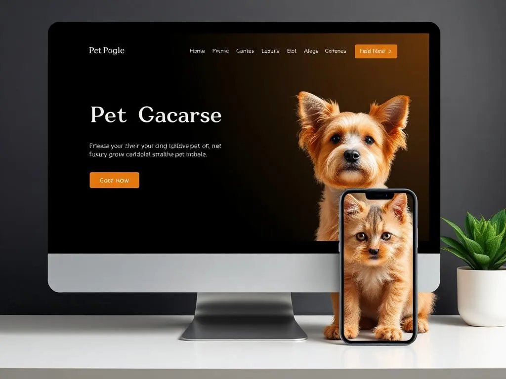 Website pet care dan grooming untuk reservasi hotel hewan dan layanan mandi peliharaan.